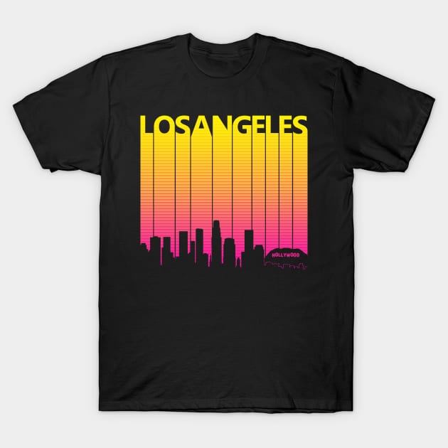 1980s Los Angeles City Skyline Silhouette T-Shirt by GWENT